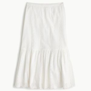 J. Crew White Eyelet Midi Skirt